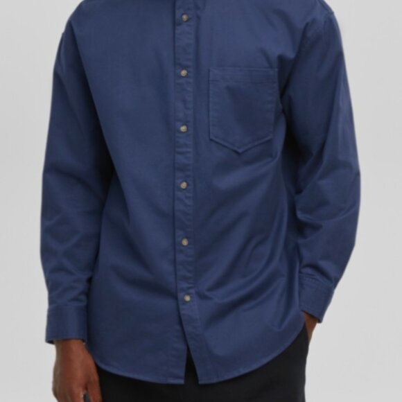 Mode of One Mens Relaxed Fit Button Down Twill Shirt Caspian Waters Color Size S - Picture 2 of 11